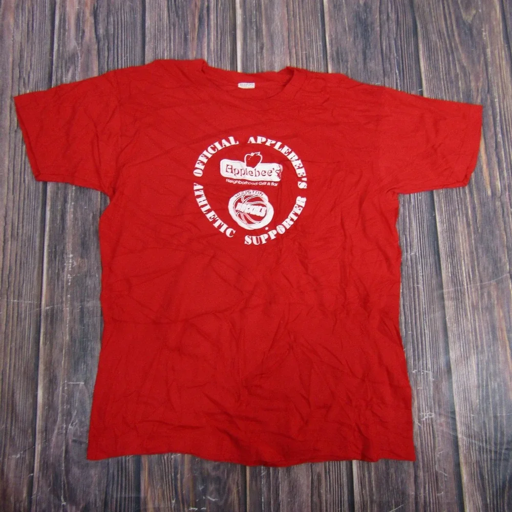 Vintage Applebees Houston Rockets‎ Shirt Mens Large Red Single Stitch Promo 90s